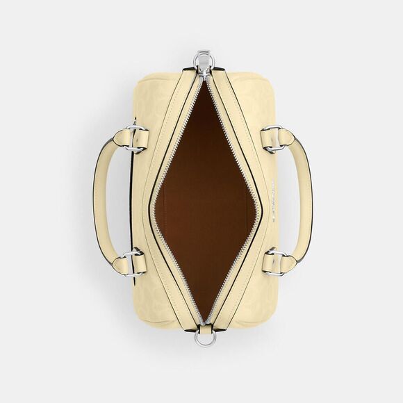 Coach Rowan Satchel Bag In Signature Canvas Butter Yellow Crossbody Purse - Picture 12 of 15